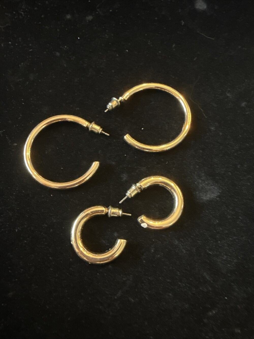 Gold Tone Hoop Earrings (2) Pairs